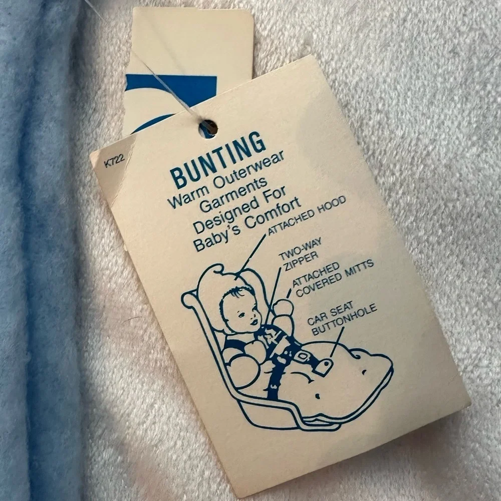 Vintage Carters Blue One Size Bunting NWT baby bunny soft fuzzy warm outerwear